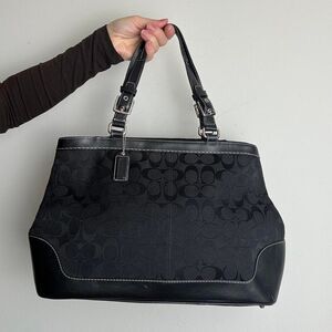 Coach Vintage Y2K Black Signature C and Leather Satchel Bag
